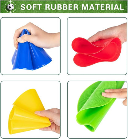 4 inch/9 Inch Colored Poly Spot Marker 12 Pcs, Non-Slip Rubber Agility Markers Flat Field Cones Floor Dots for Football, Basketball Training Markers, Dance Practice and Drills with Flat Cones Points