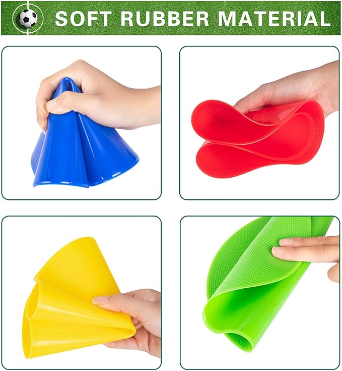 4 inch/9 Inch Colored Poly Spot Marker 12 Pcs, Non-Slip Rubber Agility Markers Flat Field Cones Floor Dots for Football, Basketball Training Markers, Dance Practice and Drills with Flat Cones Points
