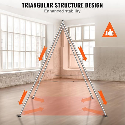 VEVOR Yoga Stand Frame, Max 441-551 lbs Load Swing Stand, Triangular Structure Aerial Rig, Aerial Silk Stands with Yoga Hammock, Standard & Height-Adjustable Version