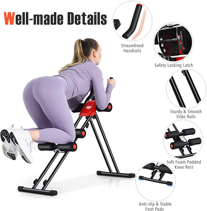 GYMAX Ab Machine, Abdominal Fitness Trainer with 3 Adjustable Resistance & LCD Monitor, Whole Body Workout Equipment Core Waist Cruncher for Home Gym Strength Training