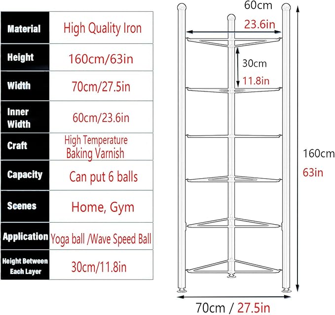 Balance Ball Half Rack, Iron Exercise Balls Holder for Home Gym, Floor Stand Balance Trainer Shelf