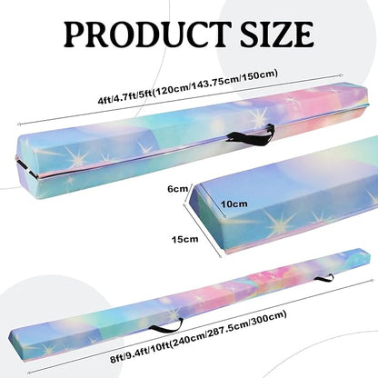 8FT/9.5FT Folding Balance Beam, Portable Gymnastics Beam Equipment with Non Slip Rubber Base & Suede Cover for Training/Practice/Professional Home Exercise