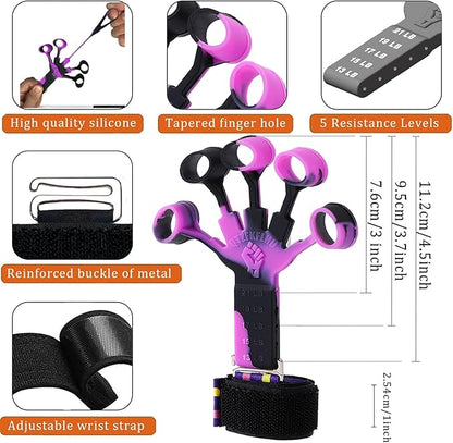 Grip Strength Trainer with Forearm Strengthener, Hand Grip Strengthener, Hand Extension Exerciser, Stress Relief Ball and Hand Grip Strengthener for Muscle Building and Injury Recover(5 PCS)