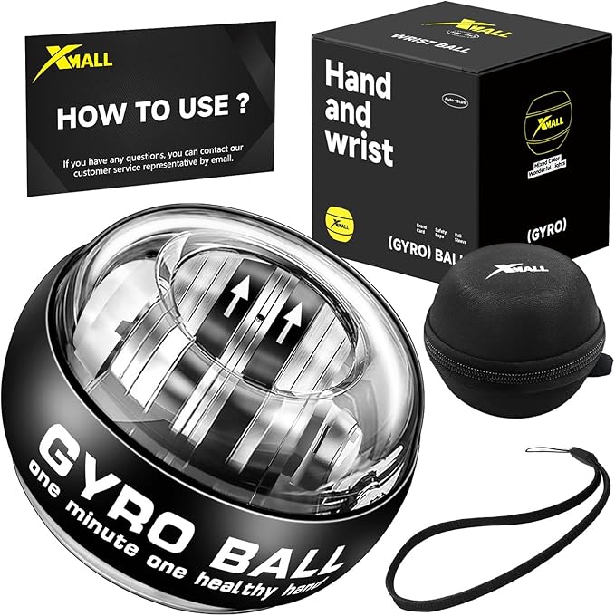 XMALL Torque Ball Hand Exerciser, Grip Strength Trainer, Forearm Strengthener, Wrist Power Gyro Ball, Hand Strengthening Devices, Wrist Strengthener, Finger Exerciser, Auto-Start
