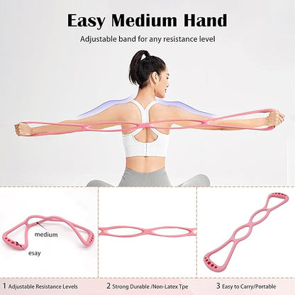 4 Ring Adjustable Loop Resistance Bands for Working Out Walk at Home，Workout Bands Exercise Stretch Band for Women&Men Fitness, Yoga, Pilates-Non-Slip, Home/Gym Use