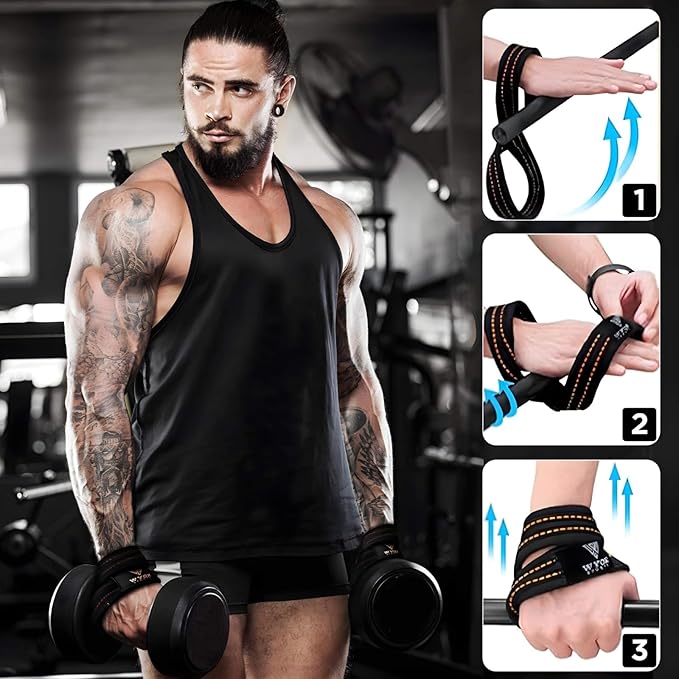 WYOX Figure 8 Weight Lifting Straps for Weightlifting Heavy Duty Deadlifting Workout Straps | Wrist Wraps Gym Equipment Gear Men Women PAIR