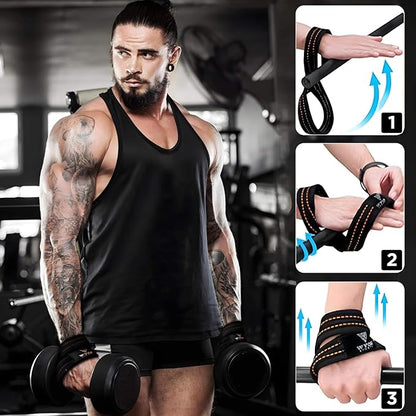 WYOX Figure 8 Weight Lifting Straps for Weightlifting Heavy Duty Deadlifting Workout Straps | Wrist Wraps Gym Equipment Gear Men Women PAIR
