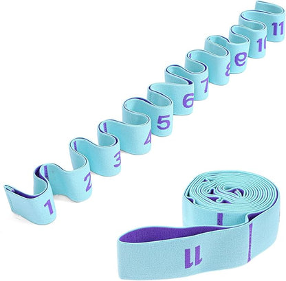 Yoga Bands For Stretching 11 Loops Yoga Stretch Strap With Loops Elastic Physical Pilates Stretch Band For Flexibility(Blue)