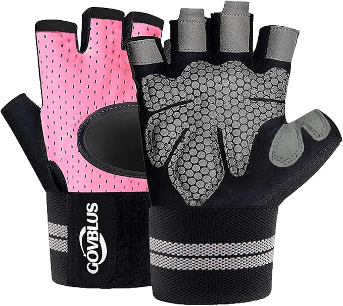 Workout Gloves for Men and Women,Gym Gloves for Weight Lifting with Wrist Support,Exercise,Rock Climbing, Biking,Training,Fitness,Pull up,Fingerless, Breathable and Snug fit
