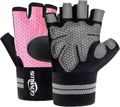 Workout Gloves for Men and Women,Gym Gloves for Weight Lifting with Wrist Support,Exercise,Rock Climbing, Biking,Training,Fitness,Pull up,Fingerless, Breathable and Snug fit