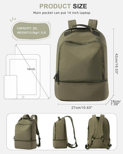 Gym Backpack for Women Waterproof Small Gym Bag With Shoe Compartment Sports Essentials Cheer Backpack with Wet Dry Pocket,Green