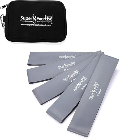 USA 14" x 3" Extra Long Latex Free Mini Loop Bands in 3, 5, 10 Pack Sets. 10 Strengths for Resistance Training, Stretching, Yoga, Toning. Plus an Exclusive iPhone App and E-Book.