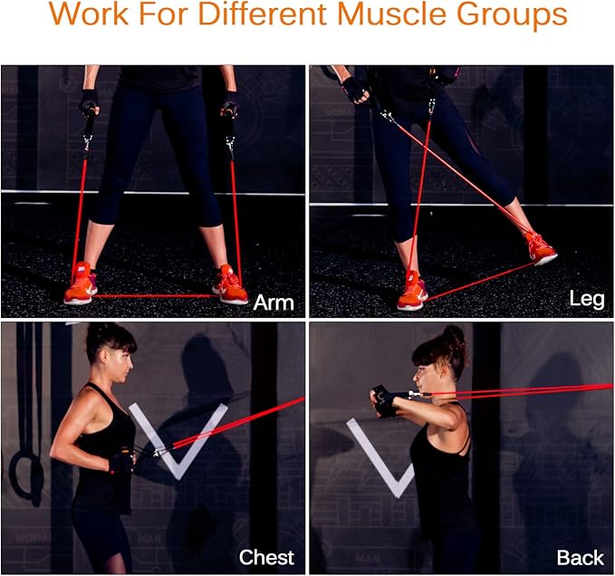Resistance Bands Set, Himaly Exercise Bands Strength Training Fitness Bands Workout Elastic Bands with Legs Ankle Straps, Door Anchor, Handles & Carry Bag for Home Outdoor Workouts