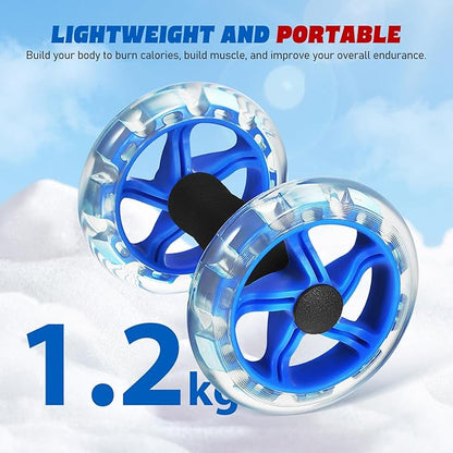 Twin-wheel Ab Roller Fitness Wheel Core Trainer for Men and Women, Blue Abdominal Exercise Device for Home Gym Strength Training and Weight Loss