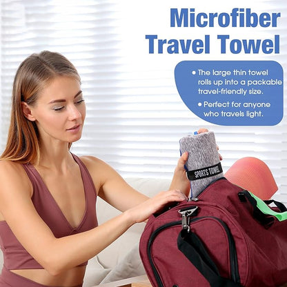 Peryiter 8 Pack Microfiber Quick Dry Gym Towels, Odor-Free Absorbent Fiber, Fast Drying Working Out Towel for Men & Women Hot Yoga Sweat Sports Exercise Fitness Gear (Forest Color)