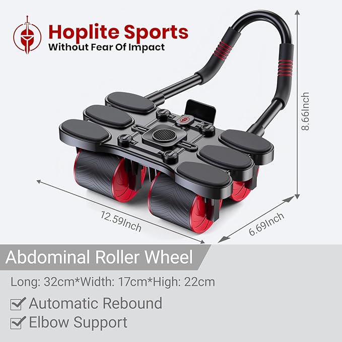 Ab Roller for Core Workout – 4 Wheel Ab Roller for Stability with Elbow Support – Automatic Rebound Ab Wheel Machine for Home Gym – Core Exercise Equipment for Men and Women