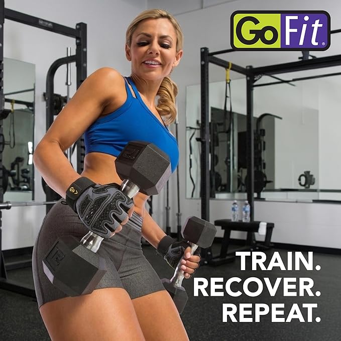 GoFit Diamond Tac Wrist Wrap Workout Gloves for Weightlifting Training Fitness Gym Gloves with Padded Wrist Support Flexible Neoprene Knuckle Panel Reinforced Grip Palm Pull Tab Fingers with CD