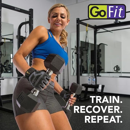 GoFit Diamond Tac Wrist Wrap Workout Gloves for Weightlifting Training Fitness Gym Gloves with Padded Wrist Support Flexible Neoprene Knuckle Panel Reinforced Grip Palm Pull Tab Fingers with CD