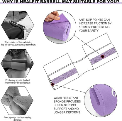 Barbell Squat Pad with Thick Nylon Padding, Hip Thrust Pad for Squats, Lunges, Neck Shoulder Squat Pad for Olympic or Standard Bars