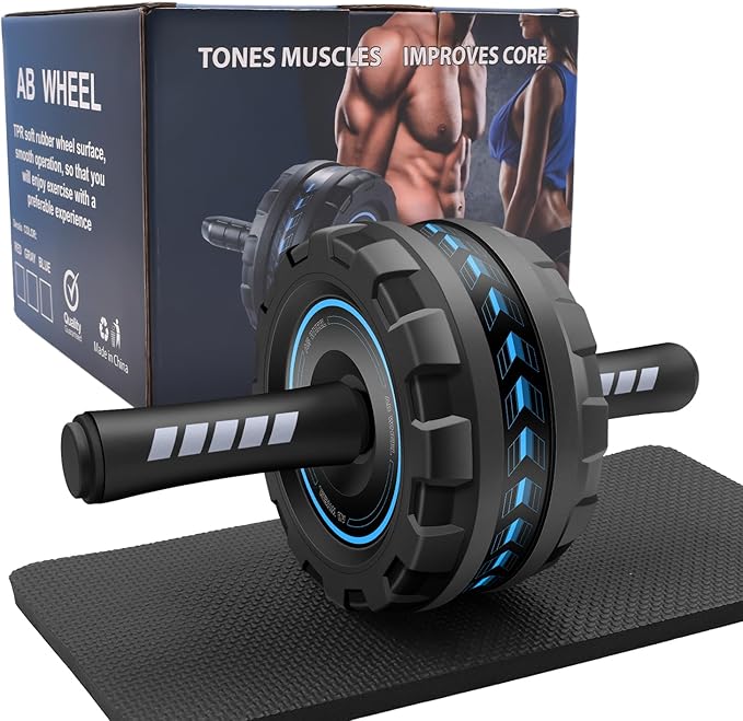 Ab Roller Wheel,Stable Wide Wheel For Beginner,Men,Women,Abs & Core Workout Equipment For Home Gym With Knee Pad,Abdominal Wheel For Full-Body Strength Training
