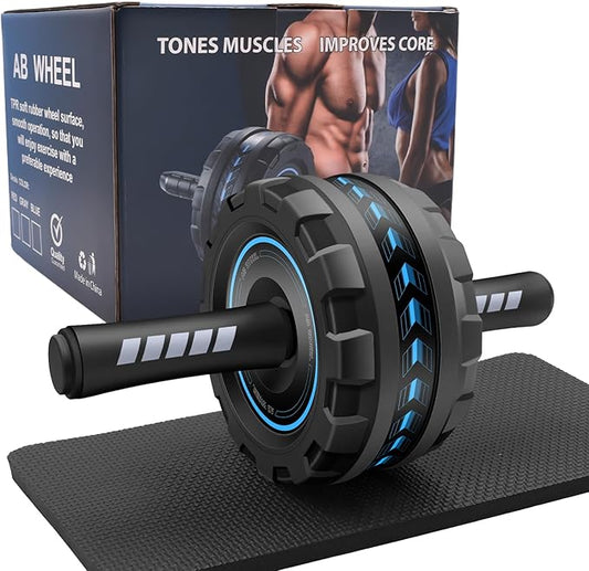 Ab Roller Wheel,Stable Wide Wheel For Beginner,Men,Women,Abs & Core Workout Equipment For Home Gym With Knee Pad,Abdominal Wheel For Full-Body Strength Training