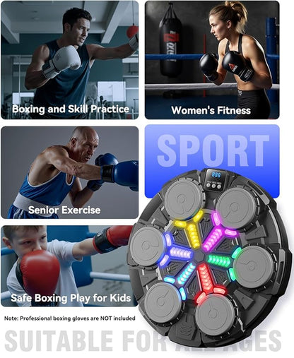 Upgraded Music Punching Machine for Kids and Adults, Wall Boxing Punching Pad with Bluetooth & Rhythm Lights, 3 Speed Modes, Home Fitness Boxing Equipment with Gloves for Boys Girls Teenagers