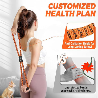 Figure 8 Resistance Bands for Arm, Back, Workout Bands for Working Out, Heavy Exercise Bands with Handles for Strength Training, Physical Therapy, Pilates, Yoga, Home Gym Equipment for Women and Men