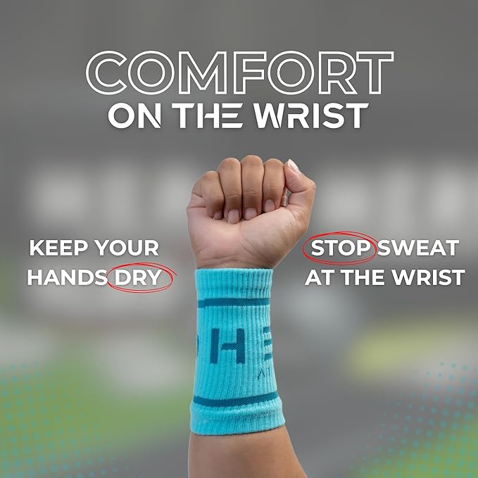 Cotton Wrist Sweatbands – Absorbent, Stretchable Bands for Men & Women – Sweat-Wicking, Anti-Chafing Support for Weightlifting, Cross Training, WODs, Tennis, Running & Fitness