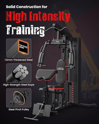 Sportsroyals Home Gym, Multifunctional Gym Equipment, Workout Equipment with 150LBS Weight Stack, for Leg Press, LAT Pull Down, Chest Presses