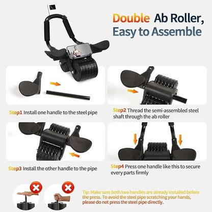 2026 New Ab Roller Wheel with Timer & Knee Mat,Automatic Rebound Abdominal Wheel with Elbow Support Ab Workout Equipment for Strengthening Core Muscles Abs Exercise Roller for Women Men