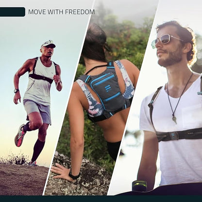 FITLY Minimalist Running Pack - Fitness Backpack Phone Holder, Storage, Thoracic Belt - Carry Personal Items - Running Gear for Men & Women - Lightweight Hydration Water Backpack