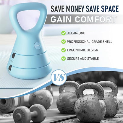 Adjustable Kettlebell, 5lb 9lb 15lb Kettlebell Weights Set, Ergonomic Design & Wide-Handle for Home Gym, Full-Body Workouts Strength Training and Weight Loss, Good for Men Women & Beginners
