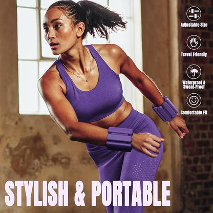 Sportneer Wrist & Ankle Weights for Women Men - 1 Pair (1 lb/2 lb Each) | Adjustable Weighted Bracelet Silicone Bangles for Yoga, Dance, Pilates, Cardio, Aerobics, Gym, Pool Exercises and Jogging