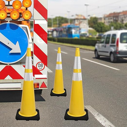 360 Pack 36" Yellow Traffic Cones with Black Base – Bulk Safety Cones for Large Construction Projects, Parking Lots, and Event Use (360, Yellow, 36 Inch)