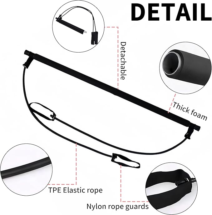Pilates Bar Kit with Resistance Bands - Multifunctional Pilates Equipment for Women & Men Home Gym Pilates Yoga
