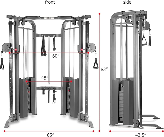XMARK Functional Trainer Cable Machine, Dual Weight Stack Cable Pulley Machine for Strength Training, Commercial and Home Gyms, and Rehab Facilities