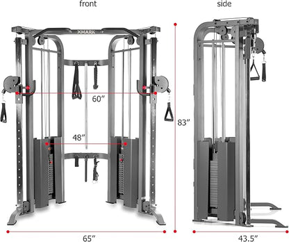 XMARK Functional Trainer Cable Machine, Dual Weight Stack Cable Pulley Machine for Strength Training, Commercial and Home Gyms, and Rehab Facilities