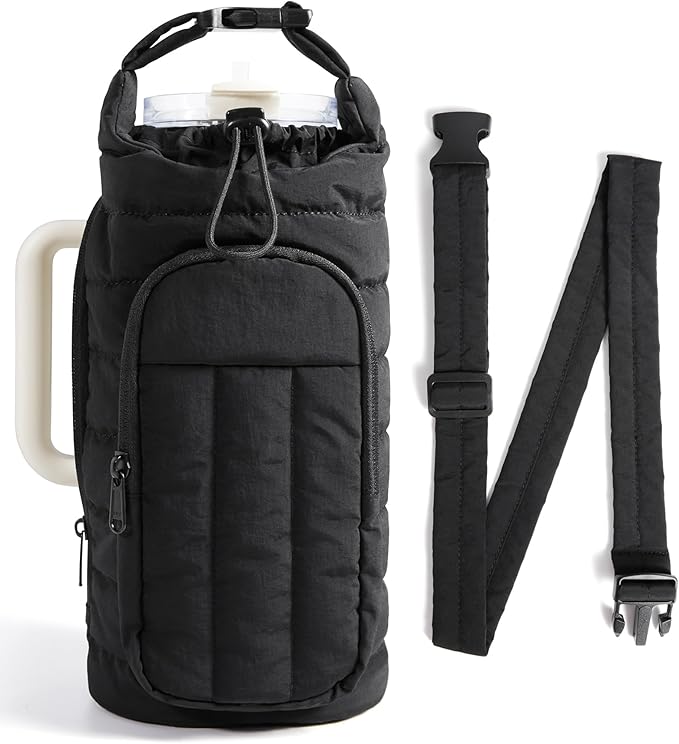 BAGSMART Water Bottle Holder Bag with Strap, 40/32 oz Crossbody Bag Gym Accessories, Sling Purses for Women