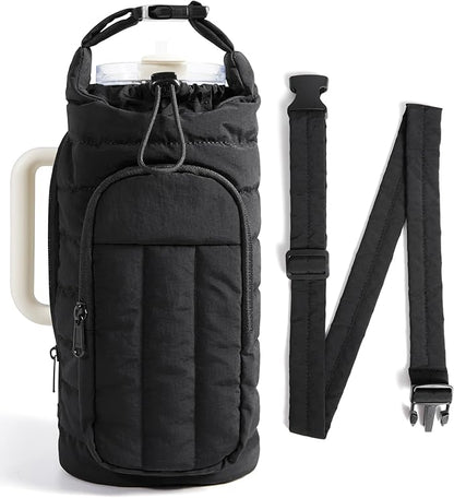 BAGSMART Water Bottle Holder Bag with Strap, 40/32 oz Crossbody Bag Gym Accessories, Sling Purses for Women