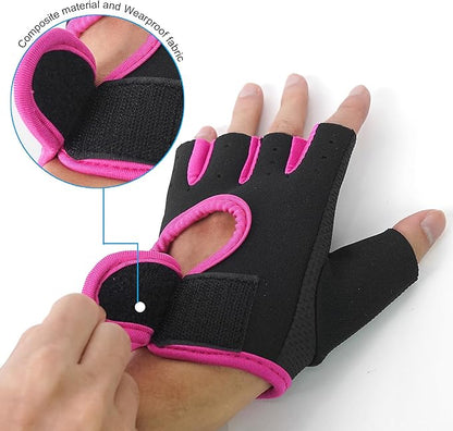 Luwint Kids Fingerless Workout Gloves - Anti-Slip Fitness Mitten for Children Cycling Yoga Weightlifting, 1 Pair