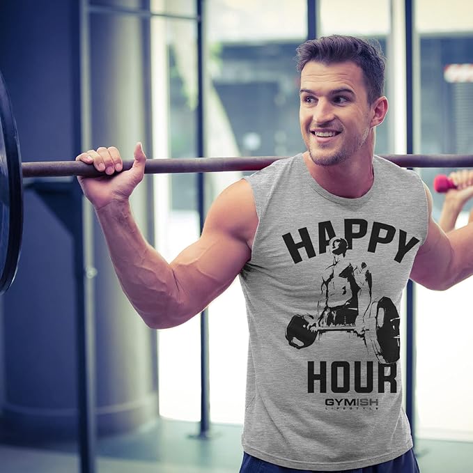 Gymish Lifestyle Happy Hour Deadlift Work Out T-Shirt, Weightlifting Gym Shirts