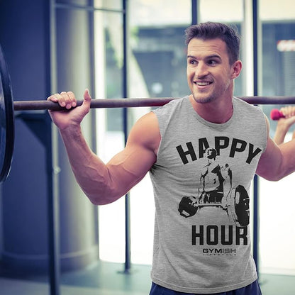 Gymish Lifestyle Happy Hour Deadlift Work Out T-Shirt, Weightlifting Gym Shirts
