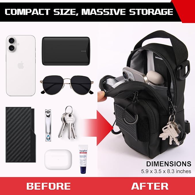 LEPHYON Magnetic Gym Bag, Small Gym Bag for Men & Women, Crossbody Sling Bags with Strong Magnets, USB Charging Port, Multi-Carry Design, Perfect for Travel Workout Sports, Best Gift for Fitness Lover