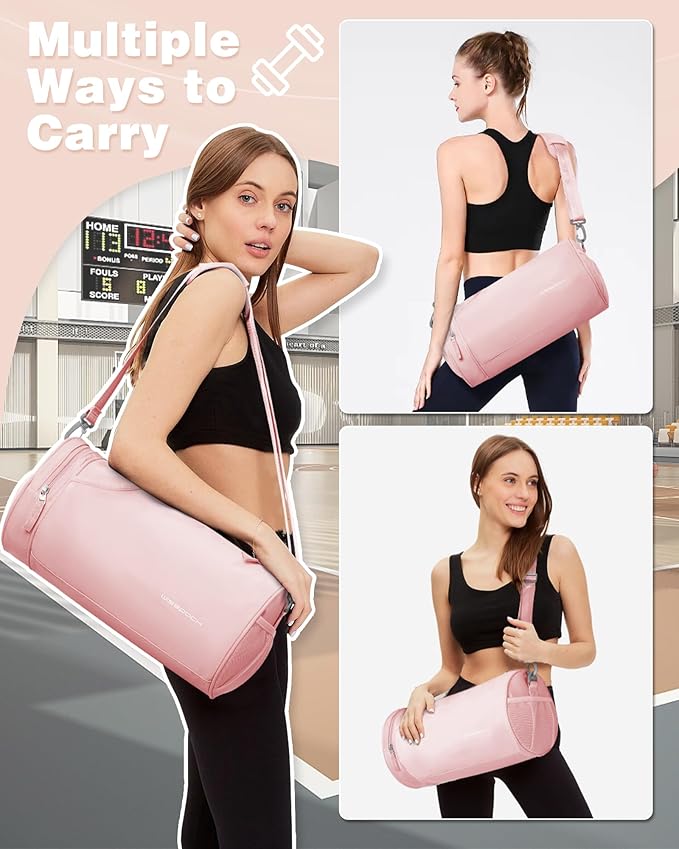 Small Gym Bag for Women,Waterproof Mini Duffle Bag Womens Spotrs Workout Bags Small Travel Duffel Bag with Wet Pocket Carry on Weekender Bags for Dance Swimming,Gym,Yoga,Fitness Pink