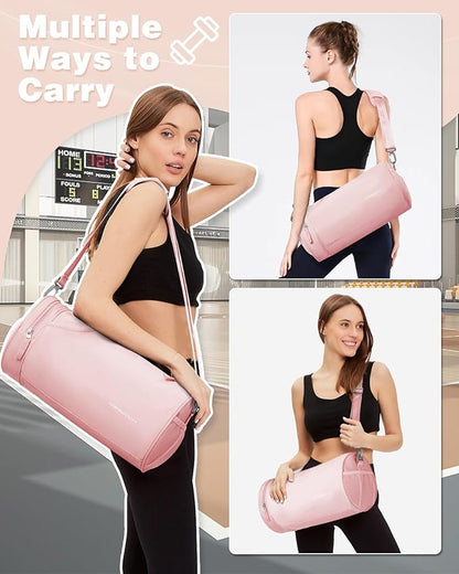Small Gym Bag for Women,Waterproof Mini Duffle Bag Womens Spotrs Workout Bags Small Travel Duffel Bag with Wet Pocket Carry on Weekender Bags for Dance Swimming,Gym,Yoga,Fitness Pink