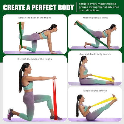 HPYGN 3 Levels Non-Latex Exercise Bands for Physical Therapy & Yoga, Professional Resistance Bands Set for Working Out, Strength Training, Pilates & Rehab, TPE Elastic Stretch Bands for Seniors, Women