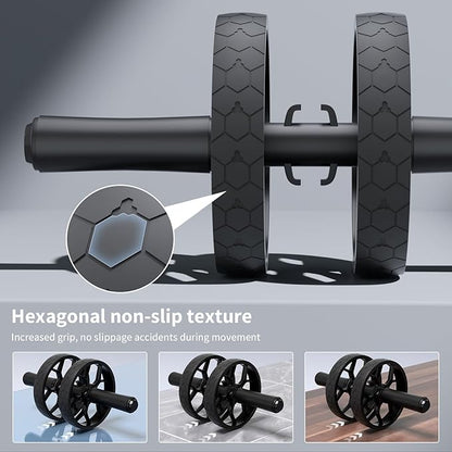 Ally Peaks Ab Roller Wheel with Adjustable Resistance，Automatic Rebound Abs & Core Workout Equipment for Beginners，All Levels & Post-Exhaustion Detachable Strength Training with Knee Pad.Ab wheel roller for men women