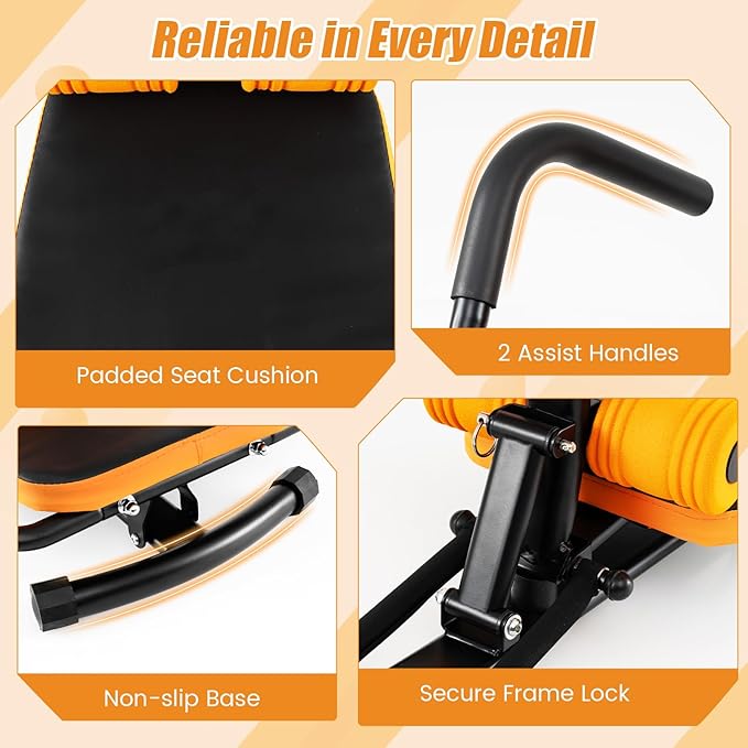 GYMAX Ab Machine, Adjustable Sit Up Exercise Equipment with Foam Roller & Handle, Multifunctional Workout Ab Trainer for Home Gym, Core Muscle Exercise Bench Press for Men Women
