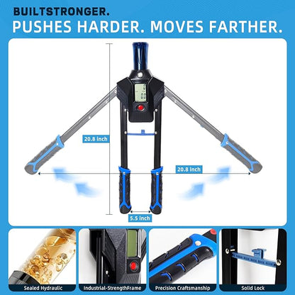 Hydraulic Power Twister Adjustable Resistance 22–440 lbs Digital Display, Foldable Arm Chest Exerciser for Women Men, No Snapback Safety, Portable Home Gym Gear