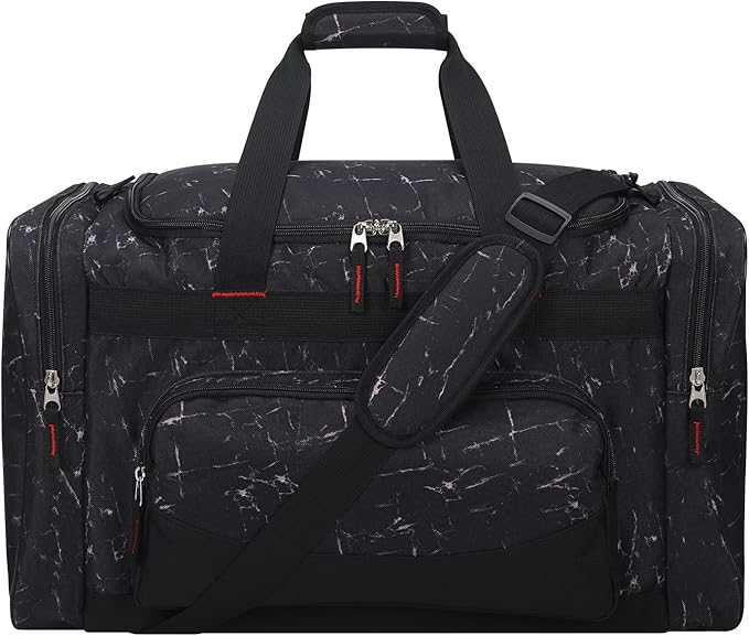 Gym Bag 22 inch Sport Duffle Bag for Men - 55L Weekender Duffel Bag for Travel 22“×12”×13“ - Marble Black